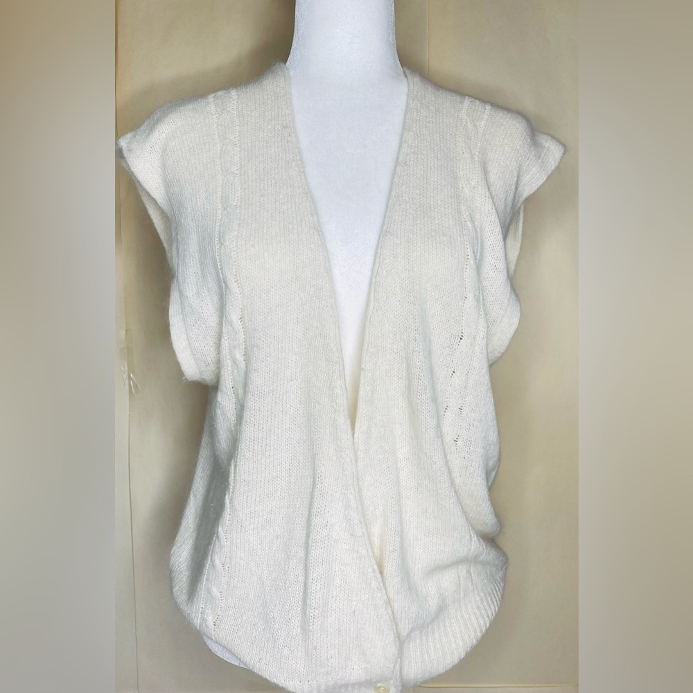 Vintage Angora Liz Baker Rabbit Hair Silk Neutral Minimalistic Sweater Vest 18W